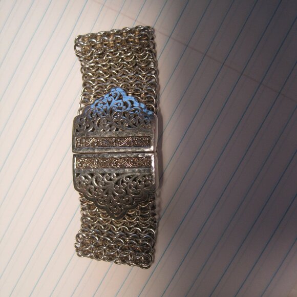 Lois Hill bracelet sterling chainmail bracelet with stainless steel snap closure - Picture 6 of 9
